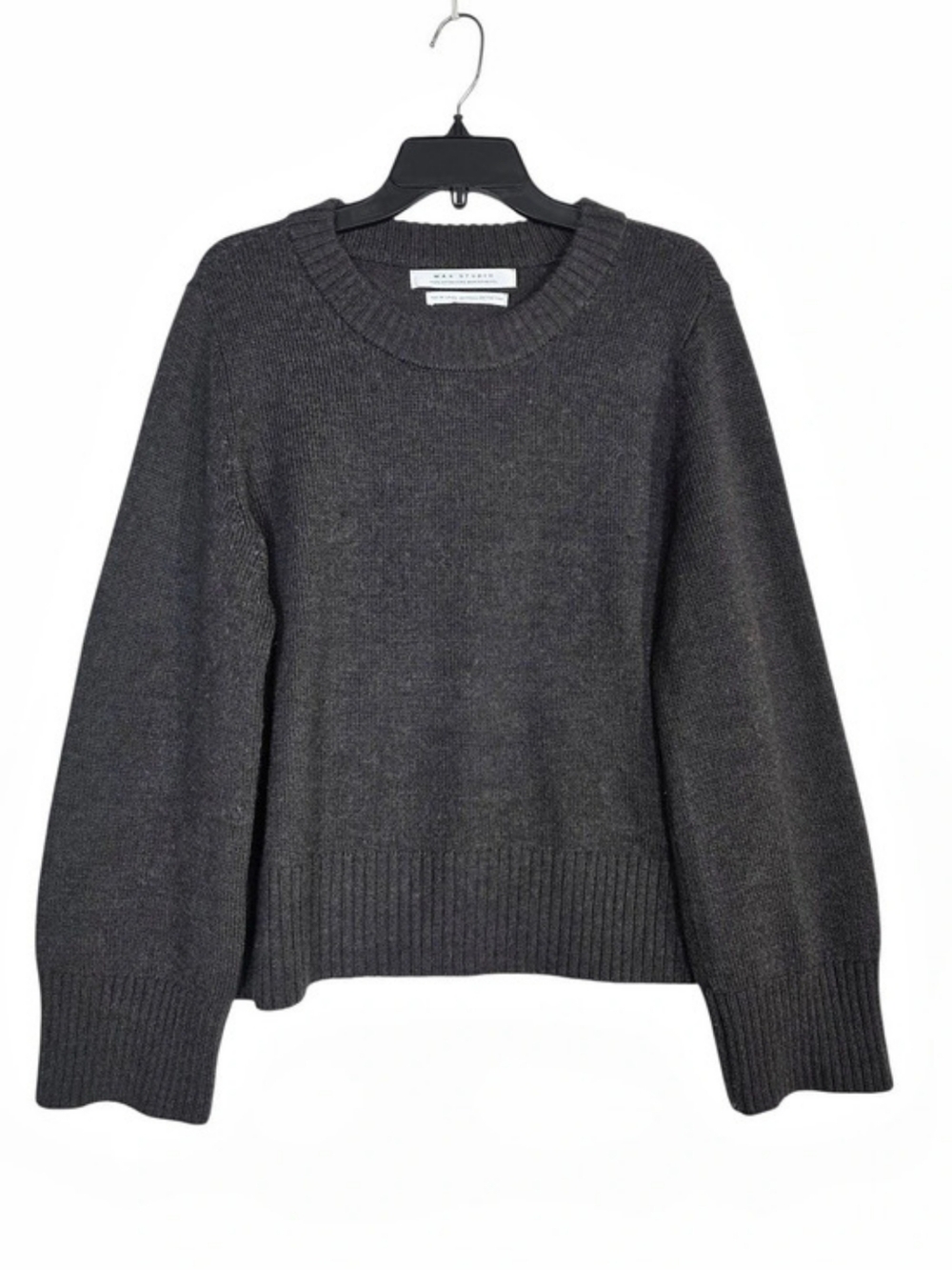 Max Studio Merino Wool Crewneck Sweater in Brown Like New